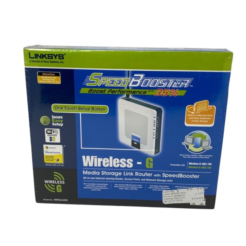 Linksys Wireless-G Media Storage Link Router SpeedBooster WRTSL54GS SEALED‎
